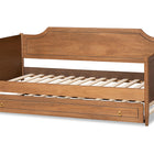 Baxton Studio Alya Classic Traditional Farmhouse Walnut Brown Finished Wood Twin Size Daybed with Roll-Out Trundle Bed
