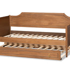 Baxton Studio Alya Classic Traditional Farmhouse Walnut Brown Finished Wood Twin Size Daybed with Roll-Out Trundle Bed