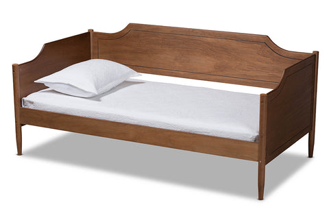 Baxton Studio Alya Classic Traditional Farmhouse Walnut Brown Finished Wood Twin Size Daybed 