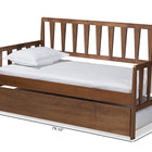 Baxton Studio Midori Modern and Contemporary Transitional Walnut Brown Finished Wood Twin Size Daybed with Roll-Out Trundle Bed