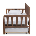 Baxton Studio Midori Modern and Contemporary Transitional Walnut Brown Finished Wood Twin Size Daybed with Roll-Out Trundle Bed