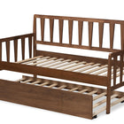 Baxton Studio Midori Modern and Contemporary Transitional Walnut Brown Finished Wood Twin Size Daybed with Roll-Out Trundle Bed
