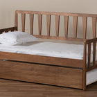 Baxton Studio Midori Modern and Contemporary Transitional Walnut Brown Finished Wood Twin Size Daybed with Roll-Out Trundle Bed