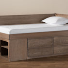 Baxton Studio Levon Modern and Contemporary Antique Oak Finished Wood 4-Drawer Twin Size Storage Bed