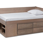 Baxton Studio Levon Modern and Contemporary Antique Oak Finished Wood 4-Drawer Twin Size Storage Bed