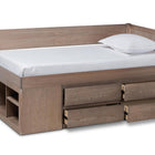 Baxton Studio Levon Modern and Contemporary Antique Oak Finished Wood 4-Drawer Twin Size Storage Bed