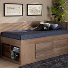 Baxton Studio Levon Modern and Contemporary Antique Oak Finished Wood 4-Drawer Twin Size Storage Bed