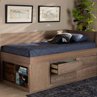Baxton Studio Levon Modern and Contemporary Antique Oak Finished Wood 4-Drawer Twin Size Storage Bed
