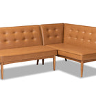 Baxton Studio Arvid Mid-Century Modern Tan Faux Leather Upholstered and Walnut Brown Finished 2-Piece Wood Dining Nook Banquette Set