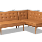 Baxton Studio Arvid Mid-Century Modern Tan Faux Leather Upholstered and Walnut Brown Finished 2-Piece Wood Dining Nook Banquette Set