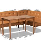 Baxton Studio Arvid Mid-Century Modern Tan Faux Leather Upholstered and Walnut Brown Finished Wood 3-Piece Dining Nook Set