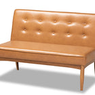 Baxton Studio Arvid Mid-Century Modern Tan Faux Leather Upholstered and Walnut Brown Finished Wood 3-Piece Dining Nook Set