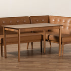 Baxton Studio Arvid Mid-Century Modern Tan Faux Leather Upholstered and Walnut Brown Finished Wood 3-Piece Dining Nook Set