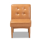 Baxton Studio Arvid Mid-Century Modern Tan Faux Leather Upholstered and Walnut Brown Finished Wood Dining Chair