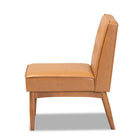 Baxton Studio Arvid Mid-Century Modern Tan Faux Leather Upholstered and Walnut Brown Finished Wood Dining Chair