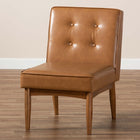 Baxton Studio Arvid Mid-Century Modern Tan Faux Leather Upholstered and Walnut Brown Finished Wood Dining Chair