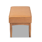 Baxton Studio Arvid Mid-Century Modern Tan Faux Leather Upholstered and Walnut Brown Finished Wood Dining Bench