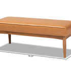 Baxton Studio Arvid Mid-Century Modern Tan Faux Leather Upholstered and Walnut Brown Finished Wood Dining Bench