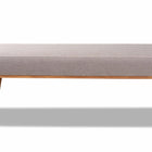 Baxton Studio Odessa Mid-Century Modern Grey Fabric Upholstered and Walnut Brown Finished Wood Dining Bench