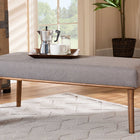 Baxton Studio Odessa Mid-Century Modern Grey Fabric Upholstered and Walnut Brown Finished Wood Dining Bench