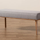 Baxton Studio Odessa Mid-Century Modern Grey Fabric Upholstered and Walnut Brown Finished Wood Dining Bench