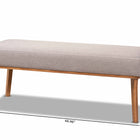Baxton Studio Odessa Mid-Century Modern Grey Fabric Upholstered and Walnut Brown Finished Wood Dining Bench