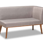 Baxton Studio Odessa Mid-Century Modern Grey Fabric Upholstered and Walnut Brown Finished Wood 3-Piece Dining Nook Set