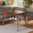 Baxton Studio Odessa Mid-Century Modern Grey Fabric Upholstered and Walnut Brown Finished Wood 3-Piece Dining Nook Set