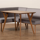 Baxton Studio Odessa Mid-Century Modern Grey Fabric Upholstered and Walnut Brown Finished Wood 3-Piece Dining Nook Set