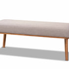 Baxton Studio Odessa Mid-Century Modern Grey Fabric Upholstered and Walnut Brown Finished Wood 4-Piece Dining Nook Set