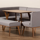 Baxton Studio Odessa Mid-Century Modern Grey Fabric Upholstered and Walnut Brown Finished Wood 5-Piece Dining Nook Set