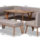 Baxton Studio Odessa Mid-Century Modern Grey Fabric Upholstered and Walnut Brown Finished Wood 5-Piece Dining Nook Set