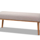 Baxton Studio Odessa Mid-Century Modern Grey Fabric Upholstered and Walnut Brown Finished Wood 5-Piece Dining Nook Set