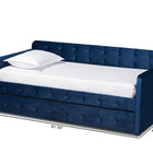 Baxton Studio Jona Modern and Contemporary Transitional Navy Blue Velvet Fabric Upholstered and Button Tufted Twin Size Daybed with Trundle