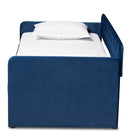 Baxton Studio Jona Modern and Contemporary Transitional Navy Blue Velvet Fabric Upholstered and Button Tufted Twin Size Daybed with Trundle