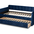 Baxton Studio Jona Modern and Contemporary Transitional Navy Blue Velvet Fabric Upholstered and Button Tufted Twin Size Daybed with Trundle