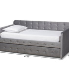 Baxton Studio Jona Modern and Contemporary Transitional Grey Velvet Fabric Upholstered and Button Tufted Twin Size Daybed with Trundle