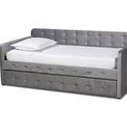 Baxton Studio Jona Modern and Contemporary Transitional Grey Velvet Fabric Upholstered and Button Tufted Twin Size Daybed with Trundle