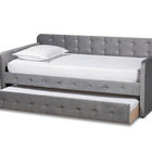 Baxton Studio Jona Modern and Contemporary Transitional Grey Velvet Fabric Upholstered and Button Tufted Twin Size Daybed with Trundle