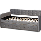 Baxton Studio Jona Modern and Contemporary Transitional Grey Velvet Fabric Upholstered and Button Tufted Twin Size Daybed with Trundle
