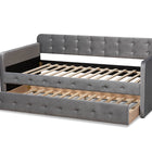 Baxton Studio Jona Modern and Contemporary Transitional Grey Velvet Fabric Upholstered and Button Tufted Twin Size Daybed with Trundle