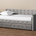 Baxton Studio Jona Modern and Contemporary Transitional Grey Velvet Fabric Upholstered and Button Tufted Twin Size Daybed with Trundle