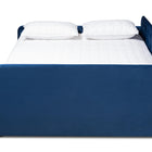 Baxton Studio Jona Modern and Contemporary Transitional Navy Blue Velvet Fabric Upholstered and Button Tufted Queen Size Daybed with Trundle