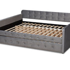 Baxton Studio Jona Modern and Contemporary Transitional Grey Velvet Fabric Upholstered and Button Tufted Queen Size Daybed with Trundle