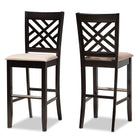 Baxton Studio Jason Modern and Contemporary Sand Fabric Upholstered and Espresso Brown Finished Wood 2-Piece Bar Stool Set