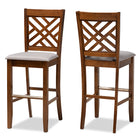 Baxton Studio Jason Modern and Contemporary Grey Fabric Upholstered and Walnut Brown Finished Wood 2-Piece Bar Stool Set