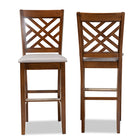 Baxton Studio Jason Modern and Contemporary Grey Fabric Upholstered and Walnut Brown Finished Wood 2-Piece Bar Stool Set