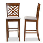 Baxton Studio Jason Modern and Contemporary Grey Fabric Upholstered and Walnut Brown Finished Wood 2-Piece Bar Stool Set
