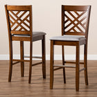 Baxton Studio Jason Modern and Contemporary Grey Fabric Upholstered and Walnut Brown Finished Wood 2-Piece Bar Stool Set