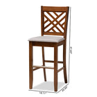 Baxton Studio Jason Modern and Contemporary Grey Fabric Upholstered and Walnut Brown Finished Wood 2-Piece Bar Stool Set
